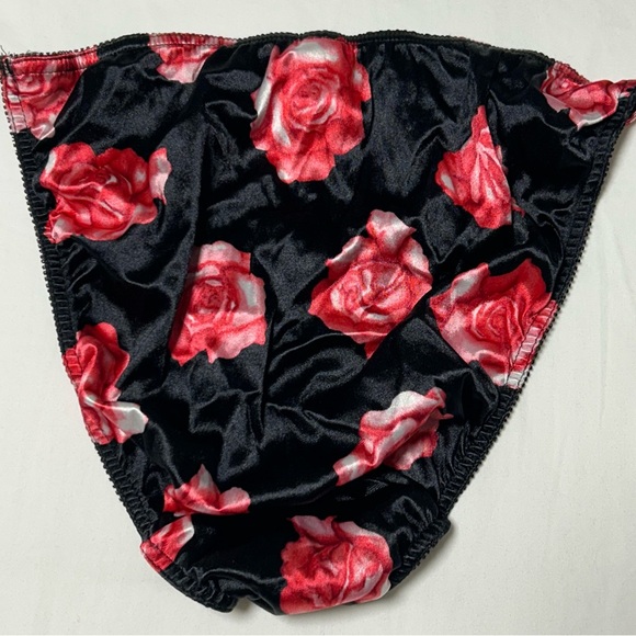 3 pair Vintage Satin Floral and Lace Panties hi-cut - Picture 4 of 9